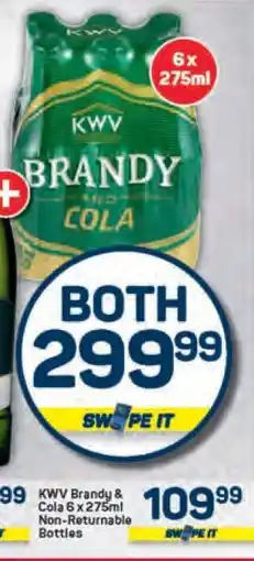 Pick n Pay KWV Brandy & Cola 6 x 275ml Non-Returnable Bottles offer