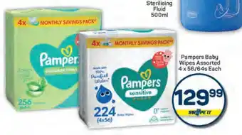 Pick n Pay Pampers Baby Wipes Assorted 4 x 56/64s Each offer