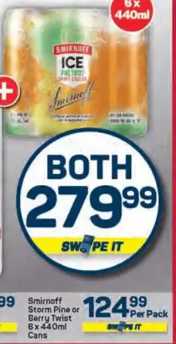 Pick n Pay Smirnoff Storm Pine or Berry Twist 6 x 440ml Cans offer