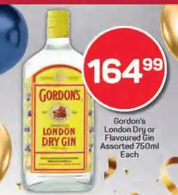 Pick n Pay Gordon's London Dry or Flavoured Gin Assorted 750ml offer
