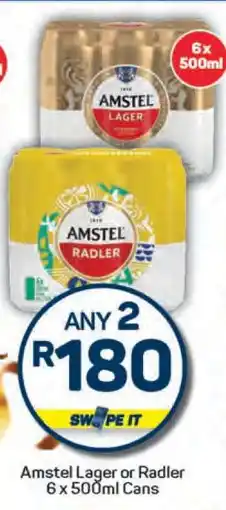 Pick n Pay Amstel Lager or Radler 6 x 500ml Cans offer