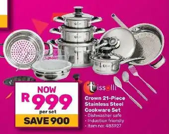 Game Crown 21-Piece Stainless Steel Cookware Set offer