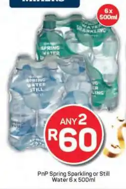 Pick n Pay PnP Spring Sparkling or Still Water 6 x 500ml offer