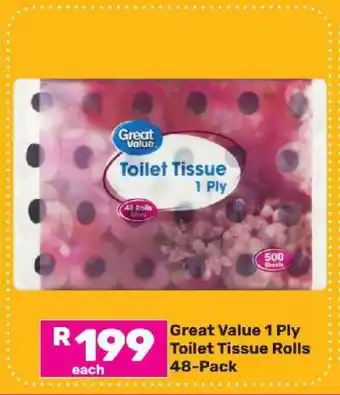 Game Great Value 1 Ply Toilet Tissue Rolls 48-Pack offer