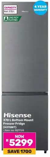 Game Hisense 370 L Bottom Mount Freezer Fridge (H370BIT) offer