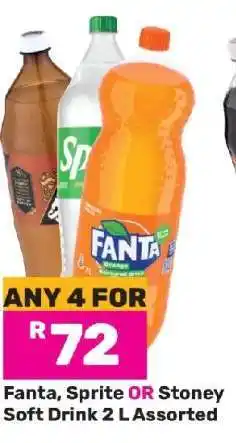 Game Fanta, Sprite OR Stoney Soft Drink 2 L Assorted offer