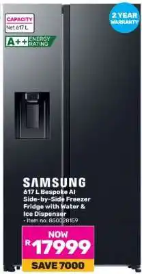 Game Samsung 617 L Bespoke AI Side-by-Side Freezer Fridge offer