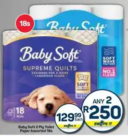 Pick n Pay Hypermarket Baby Soft 2 Ply Toilet Paper Assorted 18s offer
