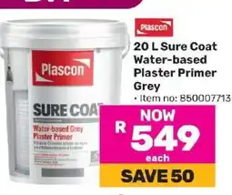 Game Plascon 20 L Sure Coat Water-based Plaster Primer Grey offer