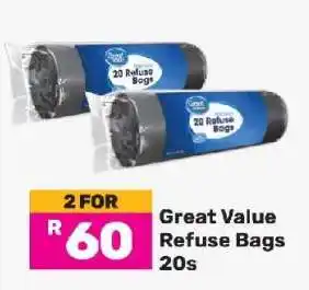 Game Great Value Refuse Bags-20s offer