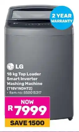 Game LG 18 kg Top Loader Smart Inverter Washing Machine (T18V1NDHT2) offer