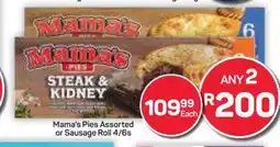 Pick n Pay Hypermarket Mama's Pies Assorted or Sausage Roll 4/6s offer