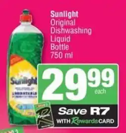 Spar Savemor Sunlight Original Dishwashing Liquid Bottle offer