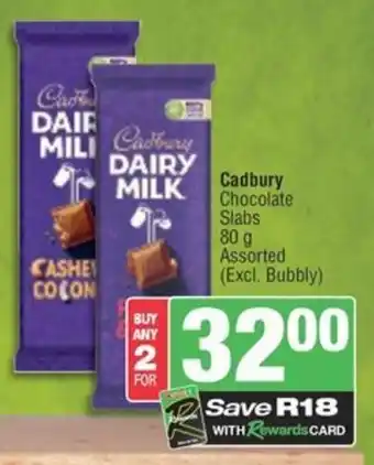 Spar Savemor Cadbury Chocolate Slabs Assorted offer