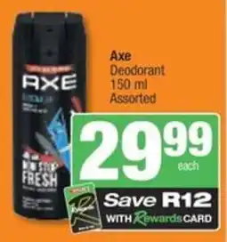 Spar Savemor Axe Deodorant Assorted offer