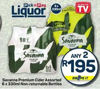 Pick n Pay Savanna Premium Cider Assorted Non-returnable Bottles offer