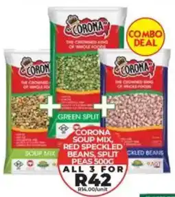 1UP Corona soup mix, red speckled beans, split peas offer