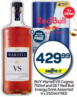 Pick n Pay Buy Martell VS Cognac and GET Red Bull Energy Drink Assorted FREE offer