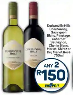 Pick n Pay Durbanville Hills Chardonnay, Sauvignon Blanc, Pinotage, Cabernet Sauvignon, Chenin Blanc, Merlot, Shiraz or Dry Merlot Rosé offer