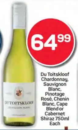 Pick n Pay Du Toitskloof Chardonnay, Sauvignon Blanc, Pinotage Rosé, Chenin Blanc, Cape Blend or Cabernet Shiraz offer