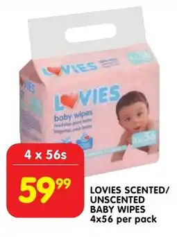 Shoprite Lovies scented/ unscented baby wipes offer