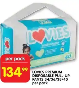 Shoprite Lovies premium disposable pull-up pants offer