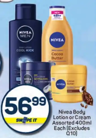 Pick n Pay Nivea Body Lotion or Cream Assorted offer