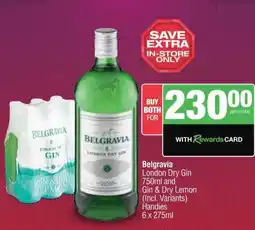 Spar Tops Belgravia London Dry Gin 750ml and Gin & Dry Lemon Handies 6 x 275ml offer