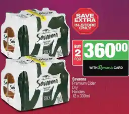 Spar Tops Savanna Premium Cider Dry Handies 12 x 330ml offer