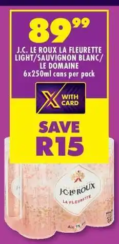 Shoprite J.C. Le Roux La Fleurette Light/Sauvignon Blanc/Le Domaine offer
