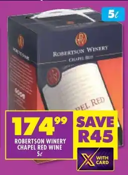 Shoprite ROBERTSON WINERY CHAPEL RED WINE 5ℓ offer
