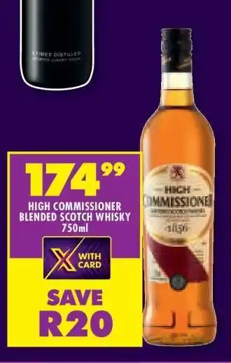 Shoprite HIGH COMMISSIONER BLENDED SCOTCH WHISKY 750ml offer
