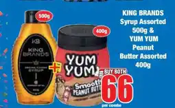 Boxer KING BRANDS Syrup Assorted 500g & YUM YUM Peanut Butter Assorted 400g offer
