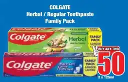 Boxer COLGATE Herbal / Regular Toothpaste Family Pack offer