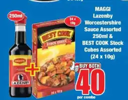 Boxer MAGGI Lazenby Worcestershire Sauce Assorted 250ml & BEST COOK Stock Cubes Assorted (24 x 10g) offer