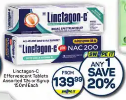 Pick n Pay Linctagon-C Effervescent Tablets Assorted or Syrup offer