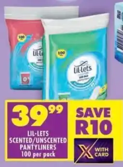 Shoprite Lil-lets scented/ unscented pantyliners offer