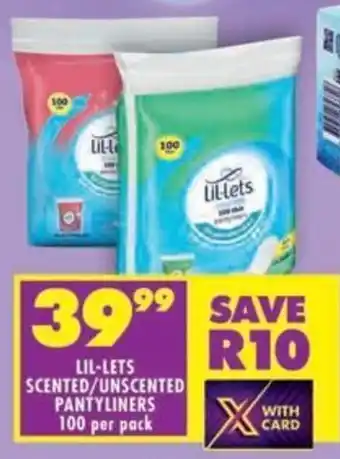 Shoprite Lil-lets scented/ unscented pantyliners offer
