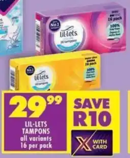 Shoprite Lil-lets tampons all variants offer