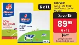 Makro CLOVER Long Life Milk Full Cream or Low Fat offer