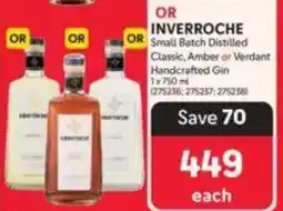 Makro INVERROCHE Small Batch Distilled Classic, Amber or Verdant Handcrafted Gin offer