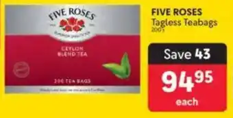 Makro FIVE ROSES Tagless Teabags offer