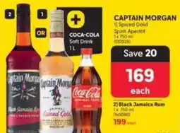 CAPTAIN MORGAN Spiced Gold Spirit Aperitif OR Black Jamaica Rum