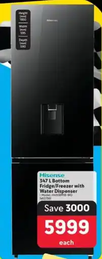 Makro Hisense Bottom Fridge/ Freezer with Water Dispenser offer