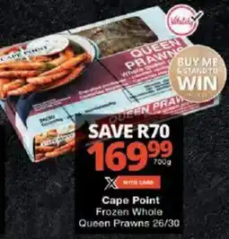 Checkers Cape Point Frozen Whole Queen Prawns offer