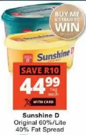 Checkers Sunshine D Original 60%/Lite 40% Fat Spread offer