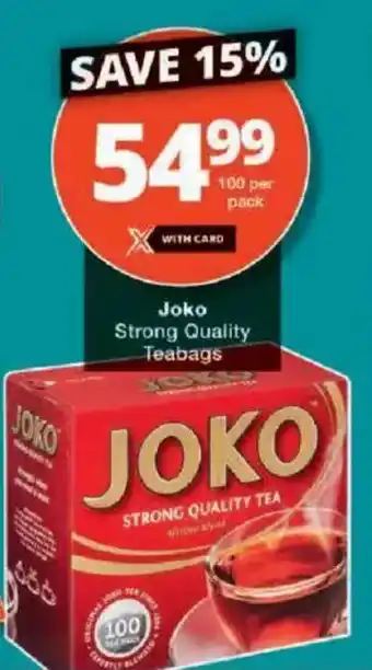Checkers Joko Strong Quality Teabags offer