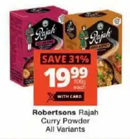 Checkers Robertsons Rajah Curry Powder All Variants offer