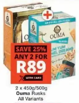 Checkers Ouma Rusks All Variants offer