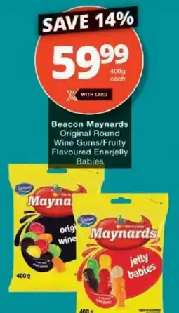 Checkers Beacon Maynards Original Round Wine Gums/Fruity Flavoured Enerjelly Babies offer